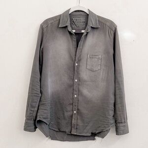 Frank & Eileen Eileen Distressed Famous Denim Shirt Dark Green/Gray S